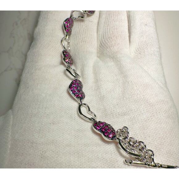 Jared's Silver Multi Paved Ruby Heart Bracelet - Picture 9 of 11